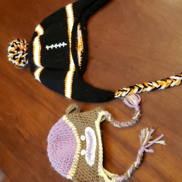 Hand Knitted Hats Beanies for Toddler Monkey & Football - Picture 1 of 3